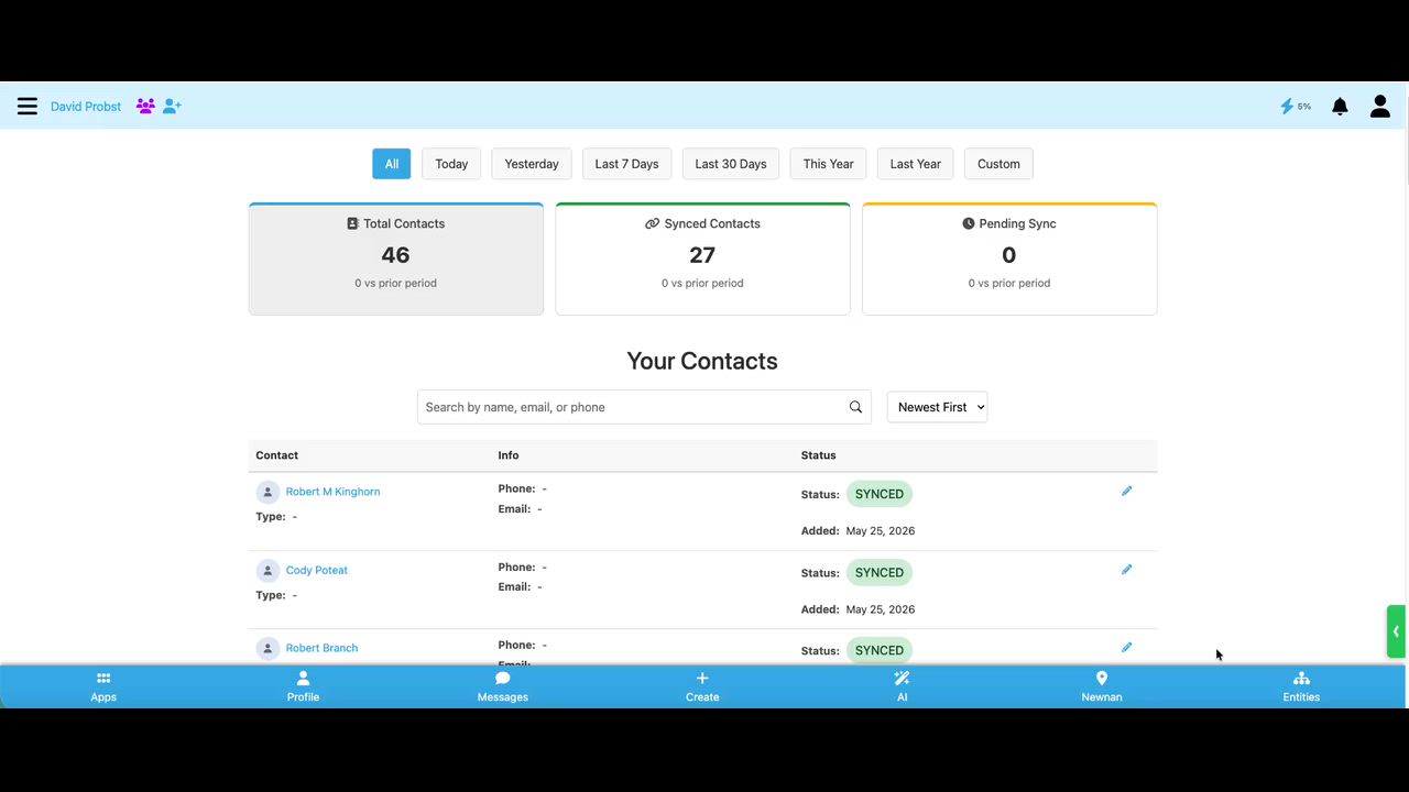 Connecting to Friends and Contacts