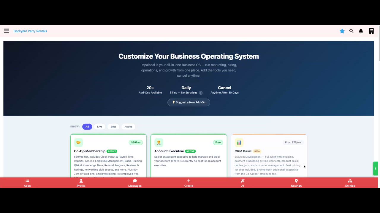 Paid Add-On Services Page Tour